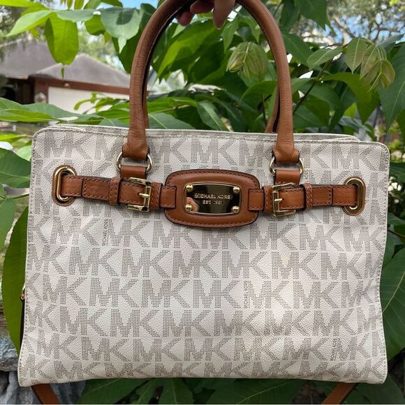 MICHALE KORS Tan Signature Hamilton Satchel Laptop Shoulder Bag Selma Jet Set - Picture 11 of 11